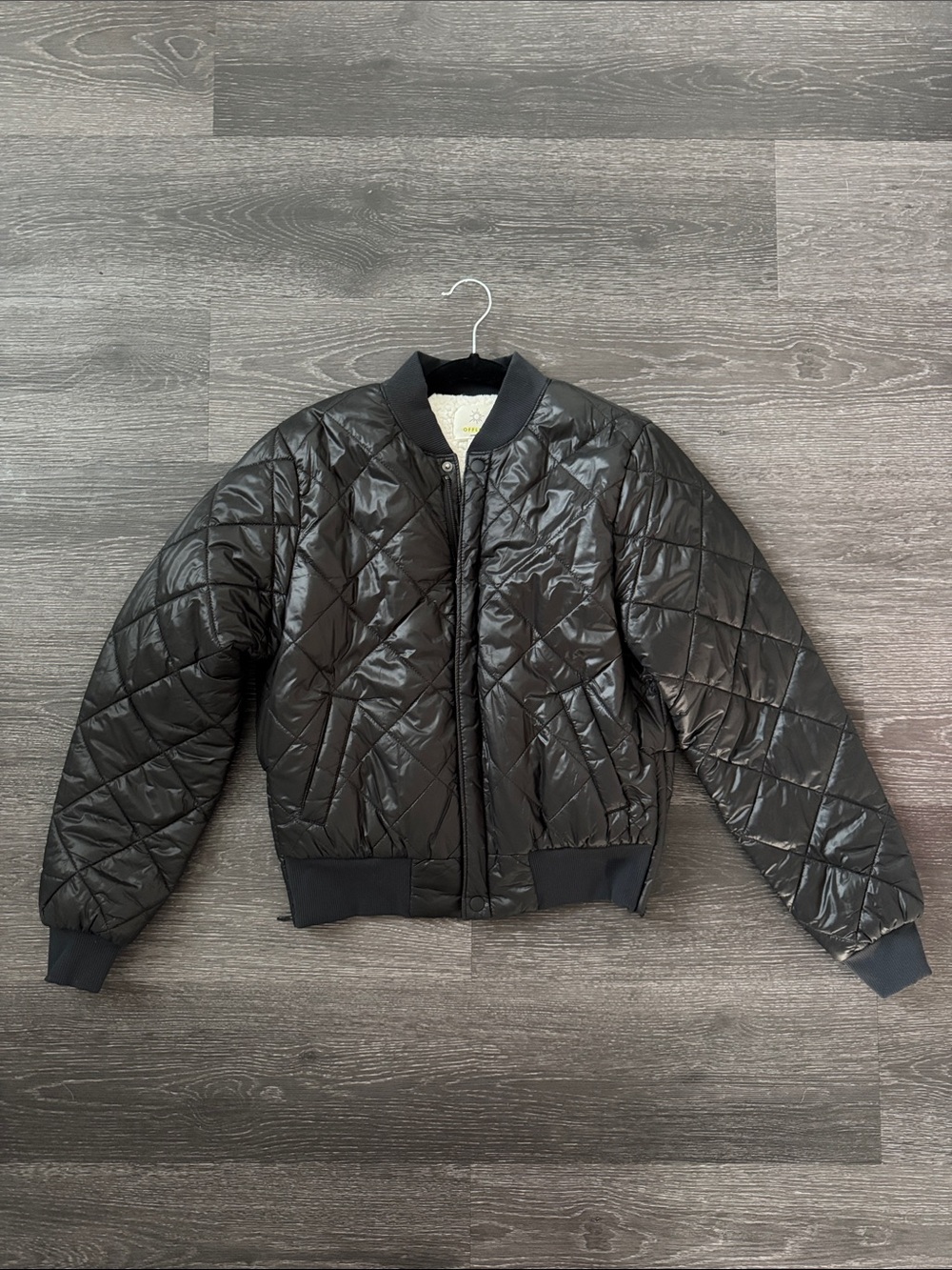 Aerie Black Quilted Bomber Jacket - women